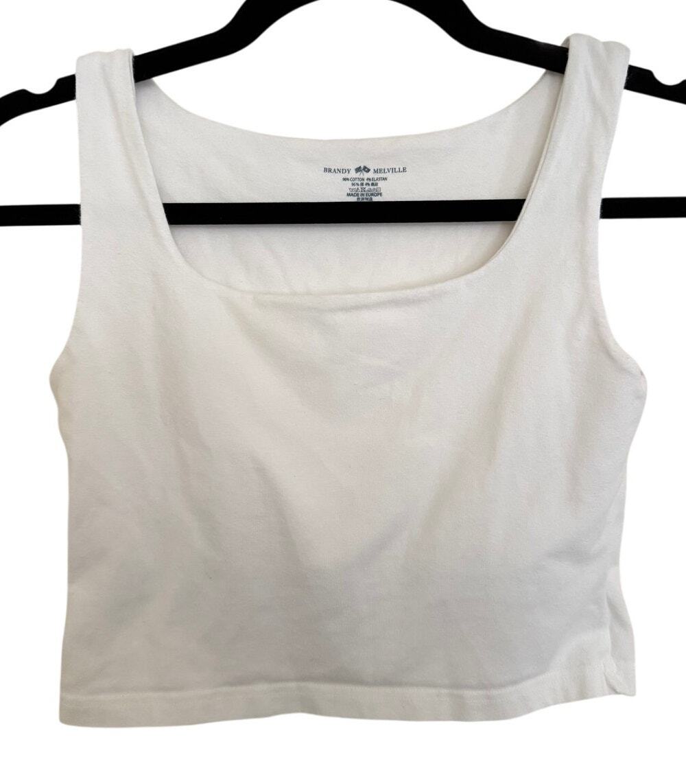 Brandy Melville White Cropped Shelf Bra Tank Top XS/S Casual Minimalcore Crop